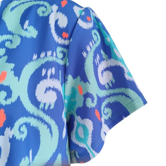 Britt Ryan Bohemian Print Pockets Nylon Spandex Stretch Mini Shift Dress Sz L - Picture 6 of 7